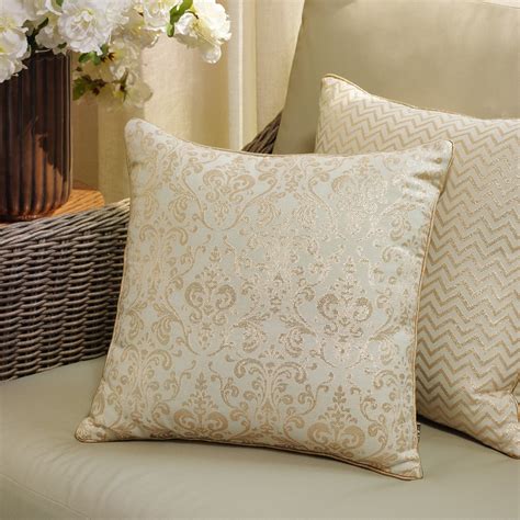 Ivory Traditional Motif Printed Chanderi Cushion Cover