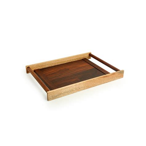 'Woodland Wonders' Handcrafted Serving Tray With Cylindrical Handles I ...
