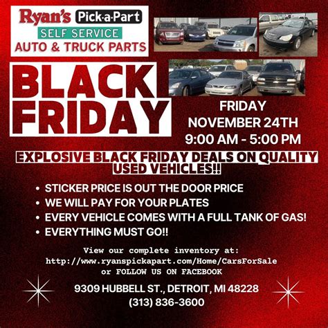 Black Friday cars for sale at Ryan's Pick-a-Part!