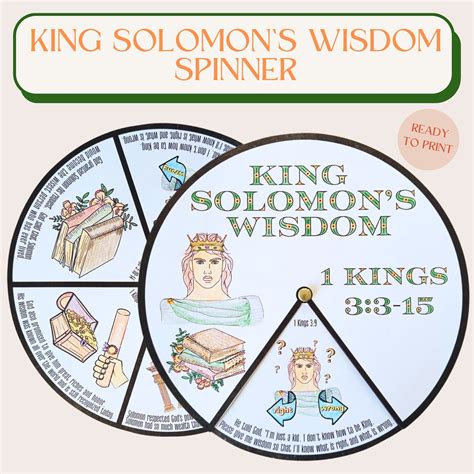 Printable Wisdom of Solomon Coloring Spinner Wheel, Wise King Solomon ...