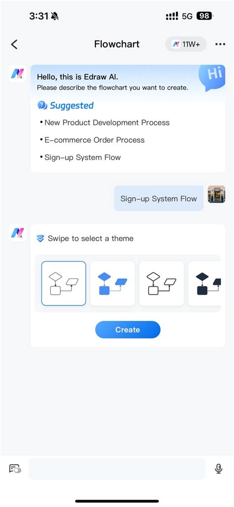 Create Instant Flowcharts with AI in EdrawMax Mobile