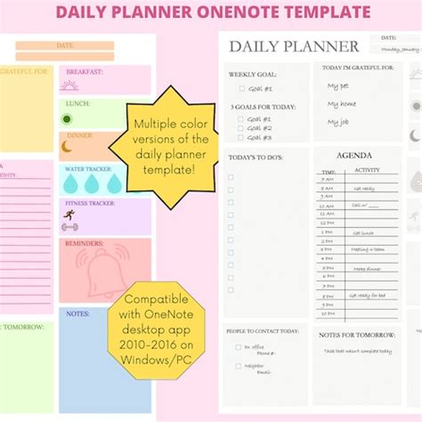 Image result for OneNote Create Daily Planner