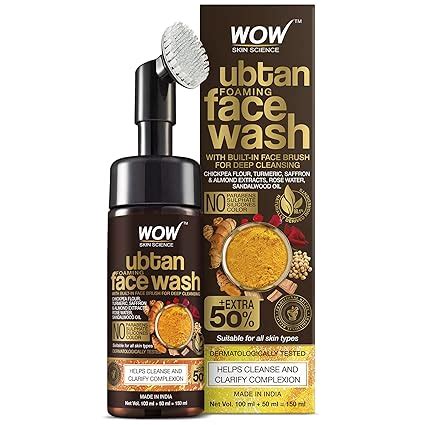 WOW Skin Science Ubtan Foaming Face Wash | Built in Brush for Deep ...