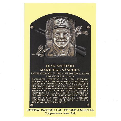 Juan Marichal Baseball Hall of Fame Plaque Postcard (Spanish)