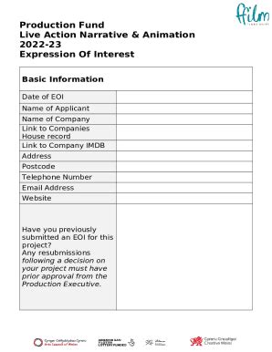 Production Fund Doc Template | pdfFiller