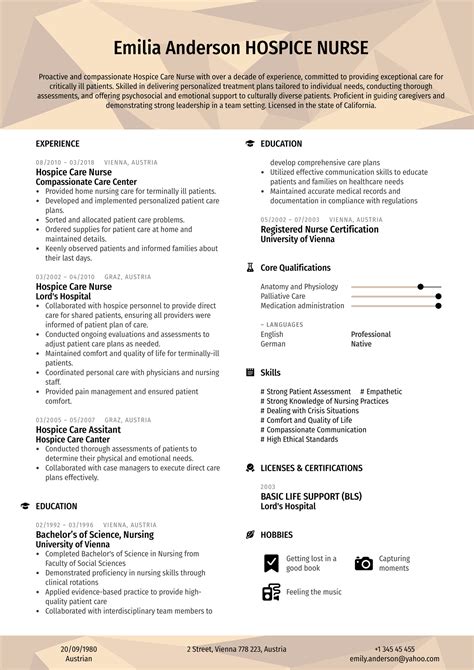 Hospice Care Nurse Resume Example | Kickresume
