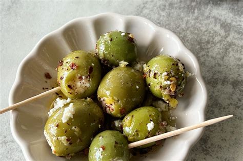 Spicy Feta Stuffed Olives - Something Nutritious