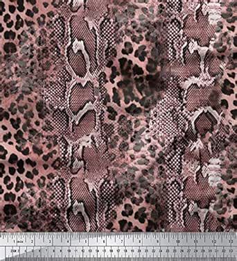 Soimoi Pink Velvet Fabric Leopard & Snake Animal Skin Print Fabric by ...
