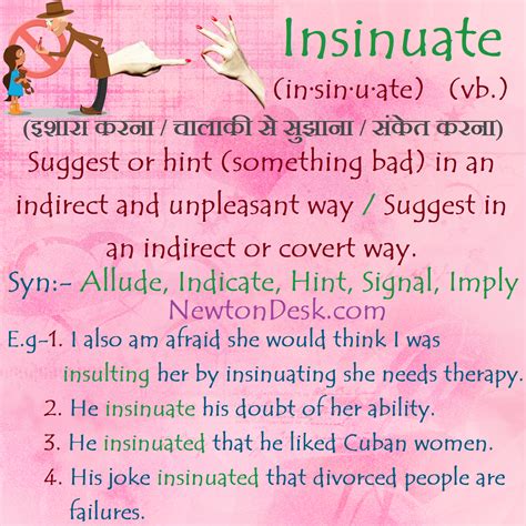 Insinuate Meaning - Suggest or Hint In An Indirect or Covert Way - Vocabs