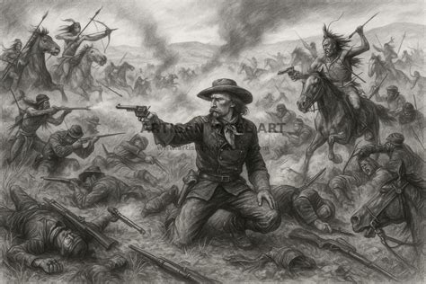 Custer's Last Stand Art Print: Battle of Little Bighorn Graphite ...