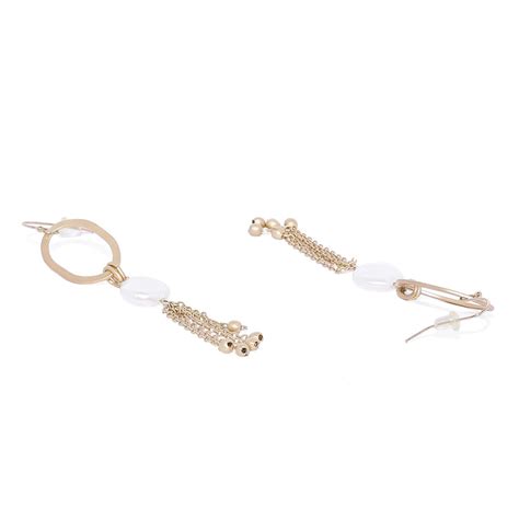 Buy Accessher Gold-Toned & White Contemporary Drop Earrings Online