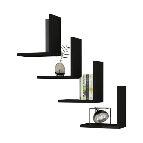 Lot de 4 étagères murales Broby 30 x 30 x 16 cm noir [en.casa] | Leroy ...