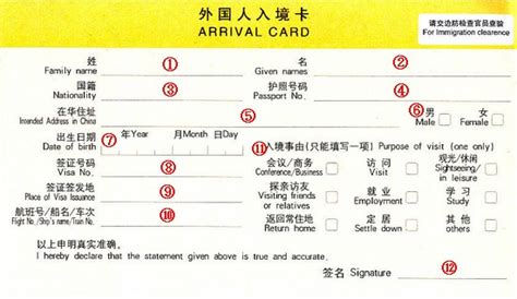 中国出入国カードの書き方【NWCTS by 西安中信国際旅行社】