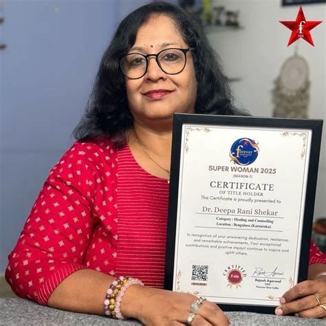 Dr. Deepa Rani Shekar achieved Title of Healing and Counselling from ...