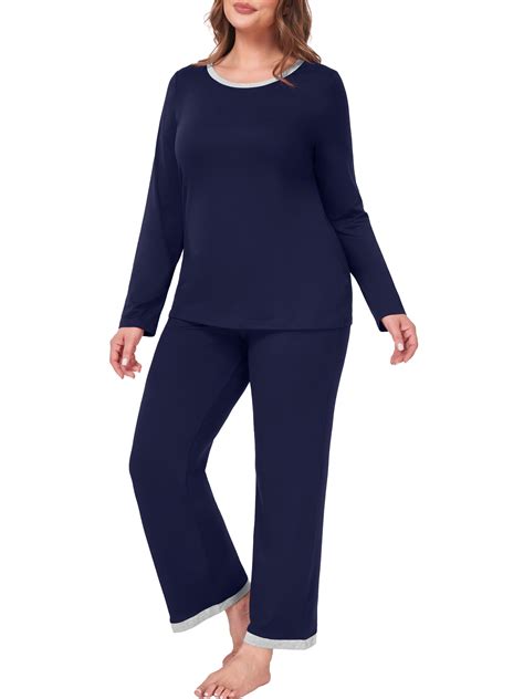 Cueply Womens Plus Size Pajamas Long Sleeve Pjs Sets Loungewear ...