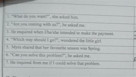 Q1) identify whether the following sentence are indirect speech or ...