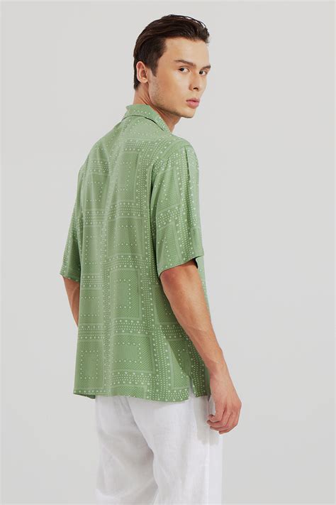 Buy Men's Block Square Green Oversized Shirt Online | SNITCH