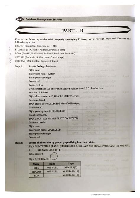Part B DBMS Lab - Dbms - Bachelor of computer applications - Studocu