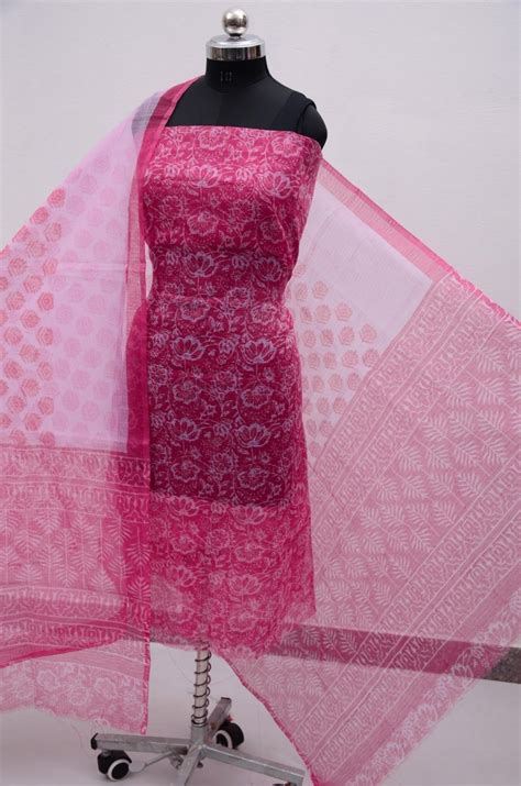 Kota Doria Screen Printed 3 pc Salwar Suit - Leheriya.com