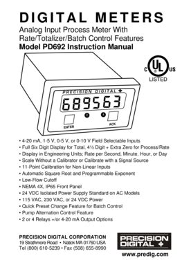 Fillable Online Precision Digital PD692 Analog Input Process Meter ...