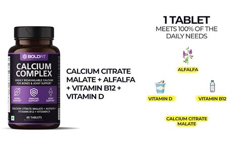 Buy Boldfit Calcium Complex Supplement 1000mg With Alfalfa For Women ...