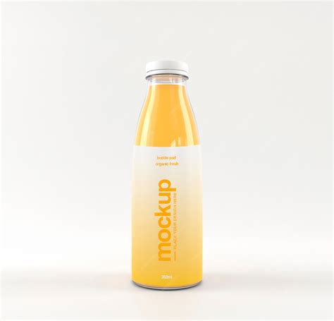 Premium PSD | Fruit juice clear glass bottle mock-up design