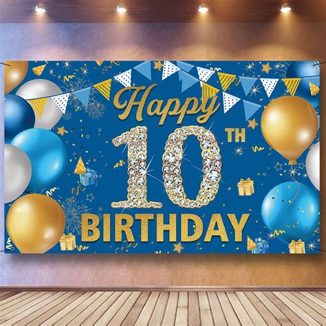 PHXEY Blue 10th Birthday Decorations Backdrop Banner - 6ft India | Ubuy