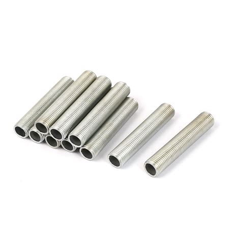 uxcell M10 Threaded Zinc Alloy Pipe Nipple Lamp Repair Part 50mm Long ...