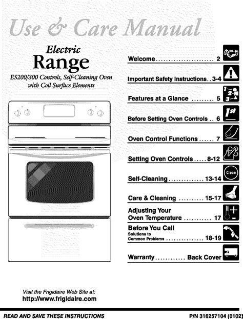 Frigidaire FEF352AWA User Manual ELECTRIC RANGE Manuals And Guides L0109113