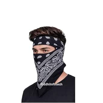 RiddhiInfotech Unisex Full Face Cover Cotton Handkerchief Mask for Bike ...