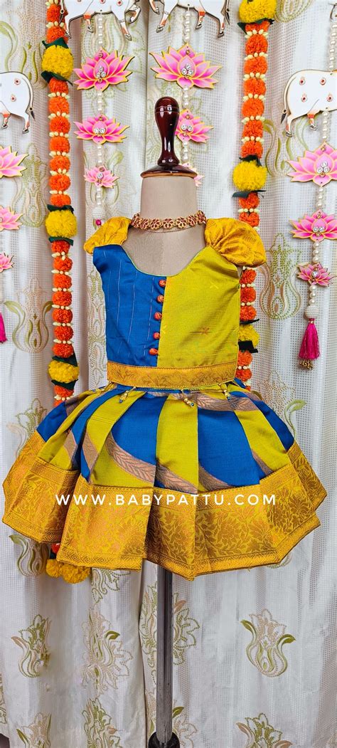 Mehandi Green & Blue Pattu Pavada – babypattustudio