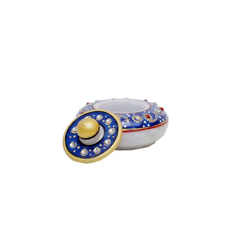New Jaipur Handicraft Kumkum Box / Marble Dabbi / Sindoor Dani / Roli ...