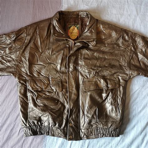 Members Only Leather Jacket - Vintage 90s Dark... - Depop