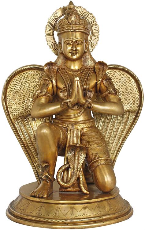 Buy Exotic India Large Namaste Garuda Adorned with Snakes - Brass ...