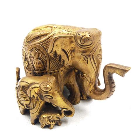 Buy Kapasi Handicrafts Brass Elephant Up Trunk Show Piece L3.75 x W5 x ...