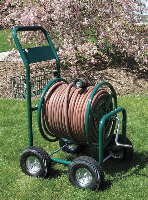 LIBERTY Garden Hose Reel: 350 ft (5/8 in I.D.), 8 in Reel Dia, Green, 4 ...