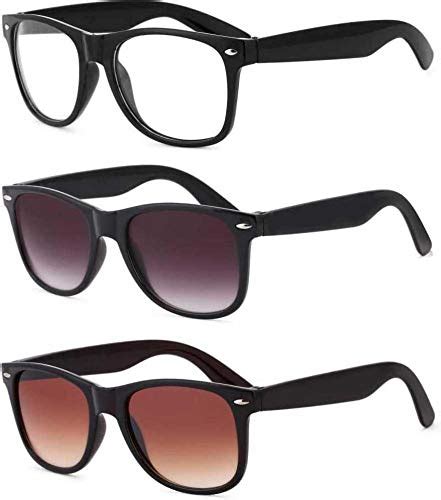 Buy ARZONAI Unisex Adult Square Sunglasses (Black Frame, Black, Brown ...