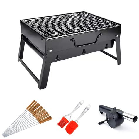 LandVK Portable and Foldable Barbeque Grill Set for Home, Picnic ...