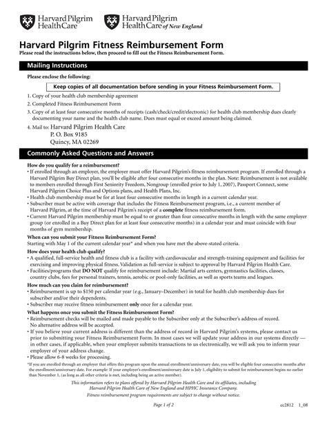 Harvard Pilgrim Reimbursement PDF Form - FormsPal