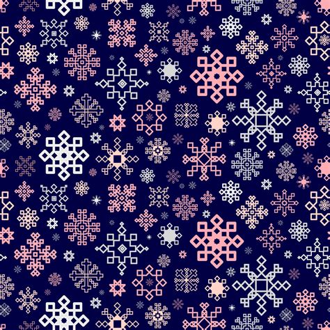Modern Nordic Snowflake seamless pattern on a dark background for ...