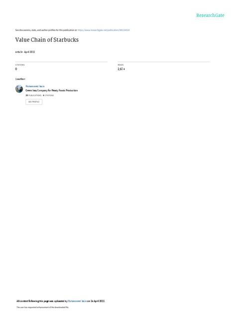 Value Chain of Starbucks | PDF | Starbucks | Value Chain