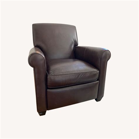 Crate & Barrel Irving Soft Brown Leather Recliner - AptDeco