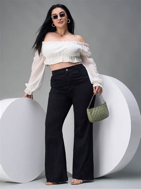 24/7 Comfort Black Bootcut High-Rise Stretchable Denim Jeans for Women