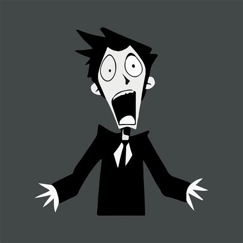 Black and white cartoon character vector illustration with isolated ...