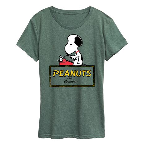 Peanuts - Snoopy Typing - Women's Short Sleeve Graphic T-Shirt ...
