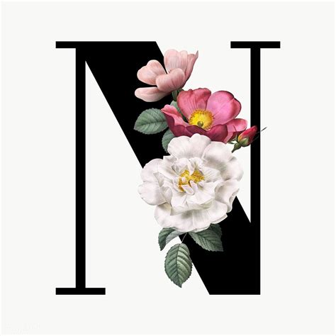 Download premium png of classic and elegant floral alphabet font letter n transparent png by ...