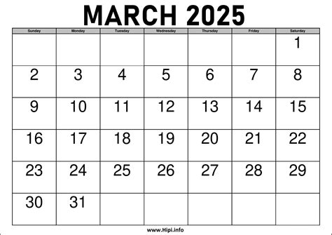 2025 March Calendar Printable with Holidays - Hipi.info