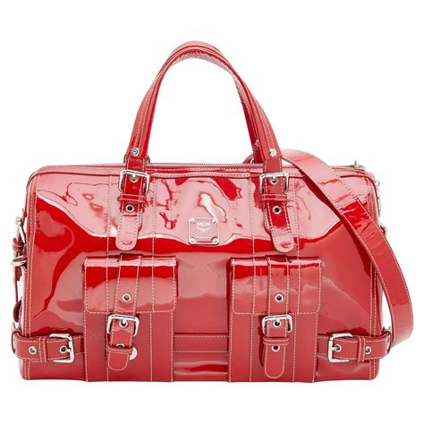 MCM Red Patent Leather Duffle Bag at 1stDibs | red mcm duffle bag, mcm ...