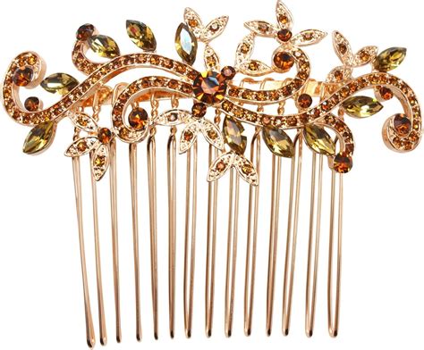 Amazon.com : Aimimier Flower Crystal French Hair Comb Luxury Rhinestone ...