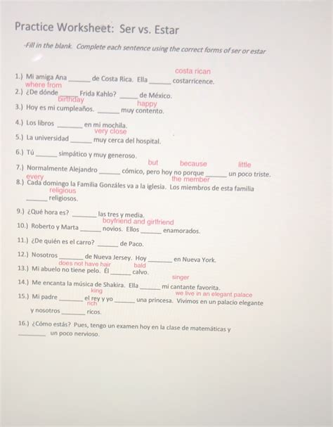 Worksheet Ser Vs Estar Answers 5.3 Ser And Estar Part 2